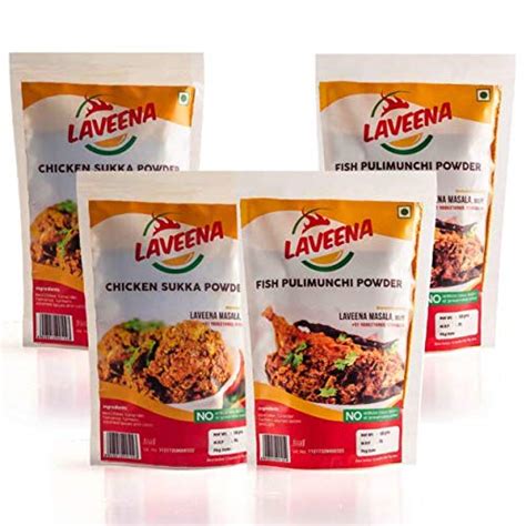 Laveena Masala Chicken Sukka & Fish Pulimunchi Powder Combo pack of 2 ...