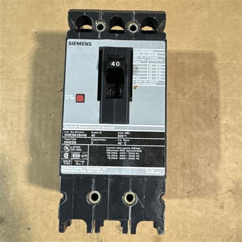 Siemens HHED63B040 BoltOn 40Amp 3Pole 600Volt Molded Case Circuit Brea – Energy Power Systems LLC