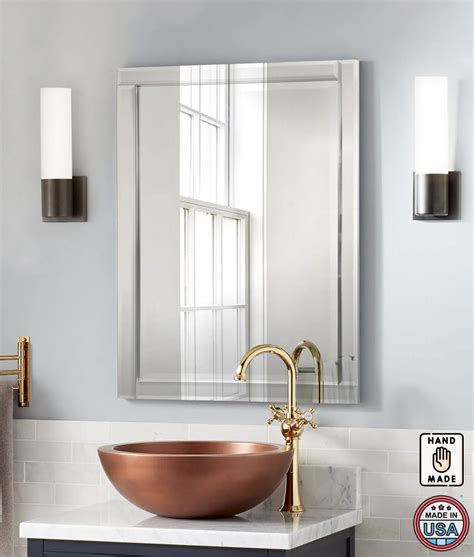2" Beveled Mirrored Frame Bathroom Mirror, Modern Bathroom Mirror - Etsy