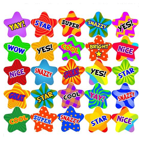 210 Positive Praise Word Stars 25mm Shaped Children's Reward Stickers ...