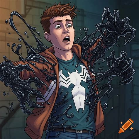 Person transforming into She-Venom symbiote on Craiyon