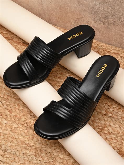 Shop Rocia By Regal Black Women Multi Strap Block Heel Sandals Online