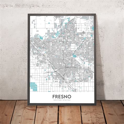 Modern City Map of Fresno, CA: Downtown, Fresno Chaffee Zoo, Woodward – The Unique Maps Co.