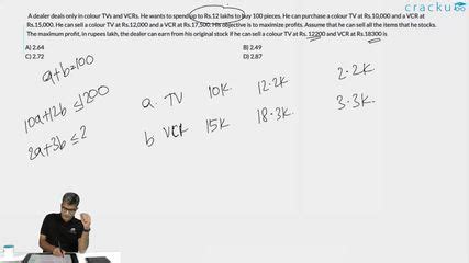 [Video] The maximum profit, in rupees lakh, the dealer can earn from ...