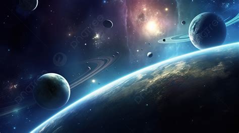 View Of The Outer Space With All The Planets Background, Beautiful ...