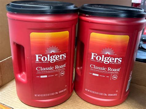Folger Classic Roast Ground Coffee Medium Roast (2 pack) 43.5 oz ...