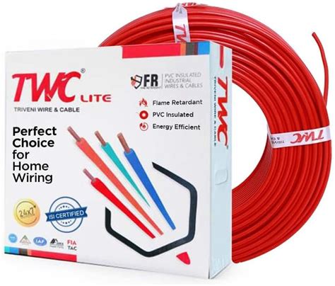 TWC Lite Single Core Electrical Wire |Red, 90 Meter, 4 SQ.MM. |PVC ...