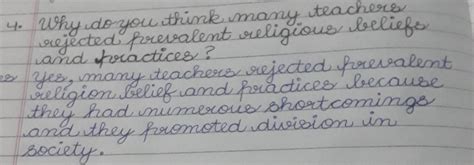 Why do you think many teachers rejected prevalent religious belief and ...