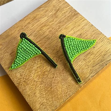 Green Flag Handmade Beaded Earrings – A Little Extra