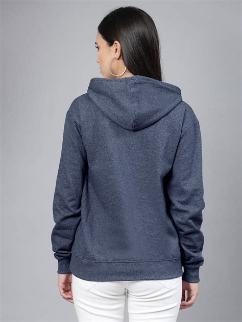Style Quotient women navy blue hooded oversized sweatshirt – StyleQuotient