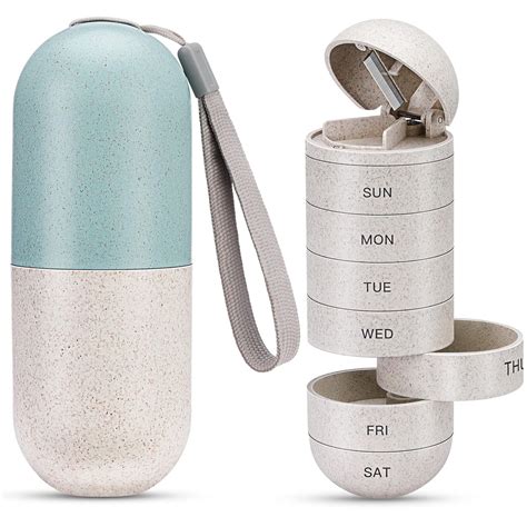 Zannaki Cute Pill Organizer with Cutter, Large Compartment Grain Fiber ...