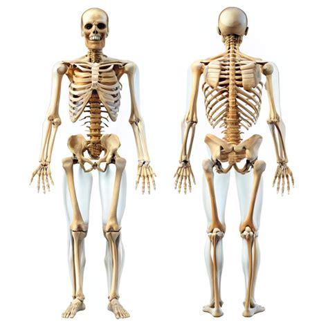 Skeleton thighs and legs lower limb human front back view with partly ...