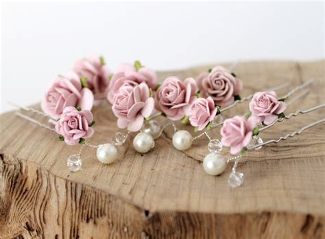 Blush Pink Hair Pin Set Dusky Pink Wedding Hair Pins Bridal - Etsy India