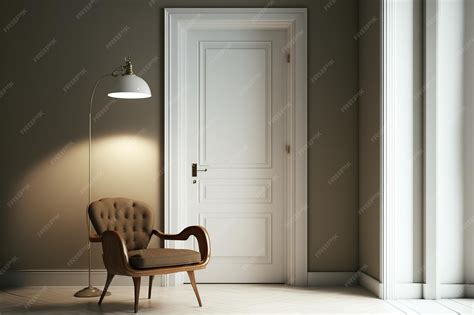 Rocking chair floor lamp and door in a contemporary room | Premium AI ...