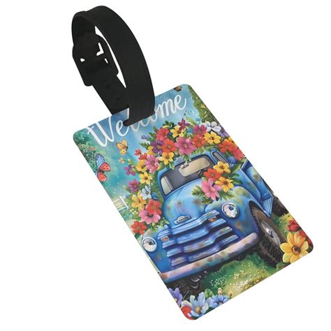 Susaid Floral Truck Welcome Print Funny Luggage Tags Colorful Unique ...