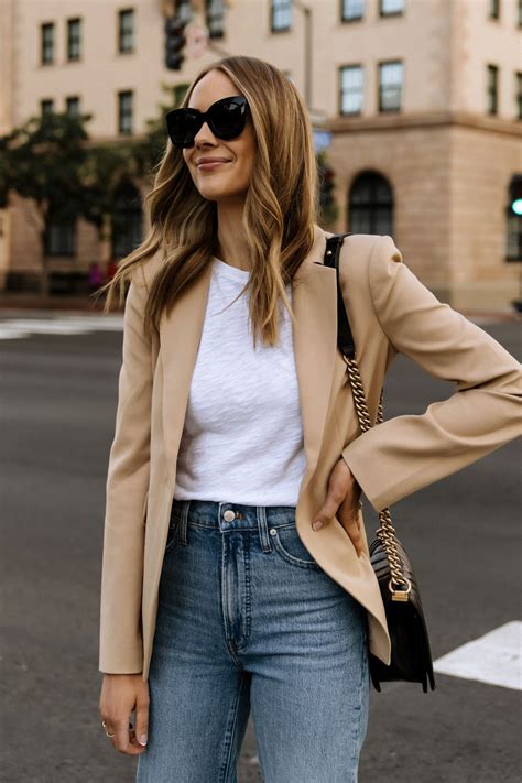 10 Ways to Wear a Tan Blazer for Spring | Blazer outfits for women ...
