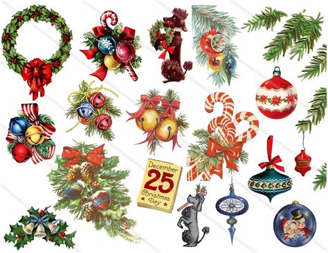 Vintage Christmas Decorations Clipart