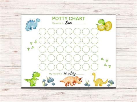 Potty Training Chart Potty Training Sticker Chart Dinosaur Potty Chart ...