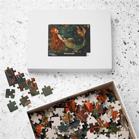 Beautiful Young Mermaid With Red Hair Jigsaw. Boho Orange Water Nymph ...
