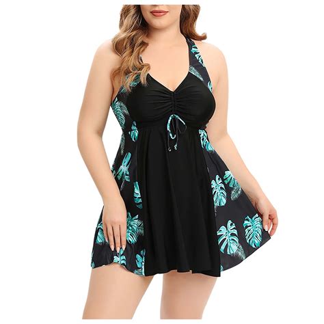 WREESH Womens Two Piece Swimsuit Plus Size Swim Dress Fashion Large ...