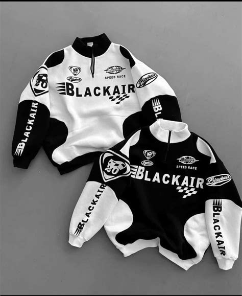 Iconic Blackair Vintage Racer Oversized Stand Collar Half Zip Fleece S ...