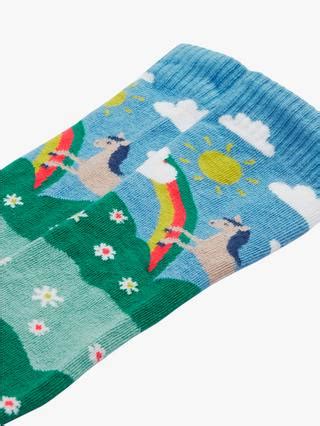 Fugi Kids' Hygge Horse Knee High Socks, Pack of 2, Blue/Multi