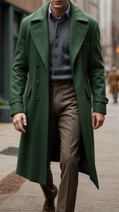 Elegant Green Tweed Overcoat – Classic Style Tweed Coat for Men ...