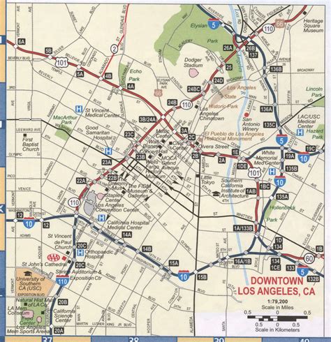 Los Angeles downtown map,Free printable map highway Los Angeles city