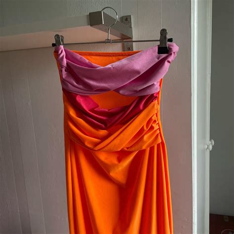 Kiwi and Co Fiji Midi Dress in vivid orange and pink... - Depop