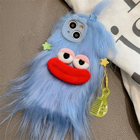 Amazon.com: Aeilene Blue Furry Ugly Phone Case for iPhone 16 Pro, Cute ...