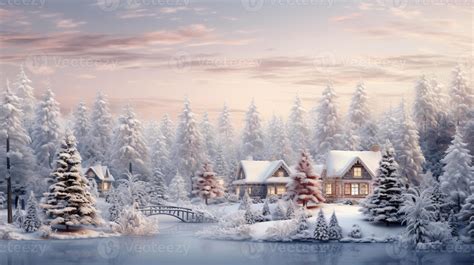 A beautiful outdoor christmas scene illustration of a christmas house ...
