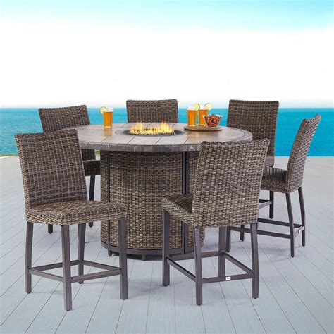 Springdale 7-piece High Dining Set with Firetable | High top outdoor ...