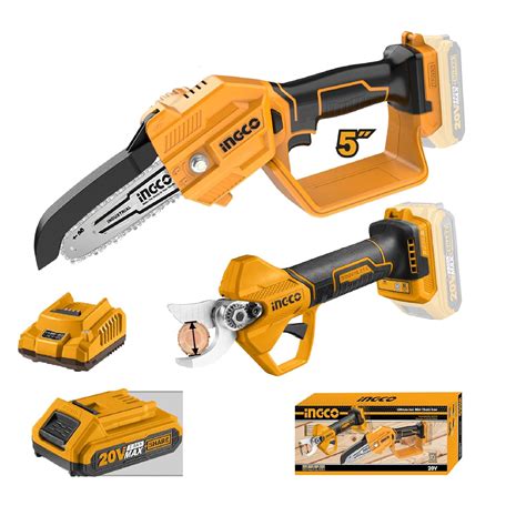 INGCO Cordless Gardening Tools, Pruner Saw & Shear, Brushless Motor, W ...