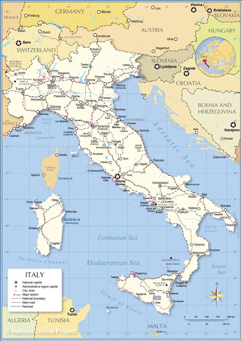Printable Italy Map With Cities