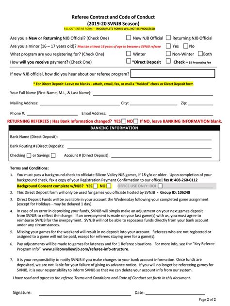 Fillable Online Referee Contract. Annual referee Contract Fax Email ...