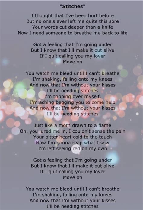 Image result for lyrics for stitches. | Shawn mendes song lyrics, Shawn ...