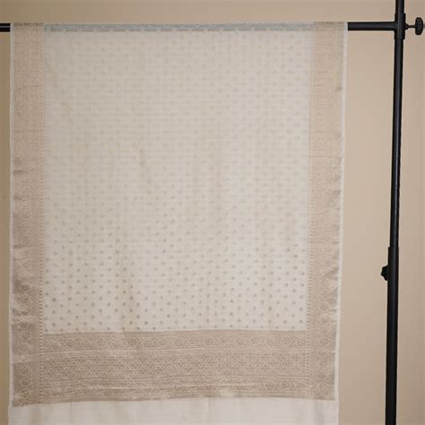 Buy Off White-Golden Color Handwoven Pure Cotton Dupatta With Zari ...