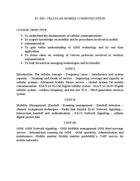 EC CELLULAR MOBILE COMMUNICATION SYLLABUS (CM 101) - Studocu