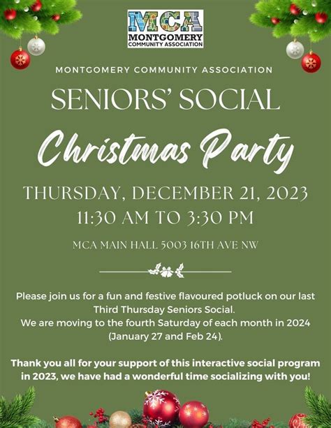 MCA: December Seniors Social! , Montgomery Community Association - MCA ...