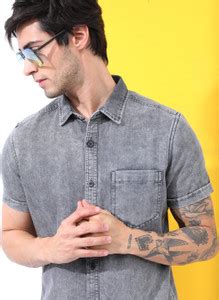 HIGHLANDER Men Solid Casual Grey Shirt - Buy HIGHLANDER Men Solid ...