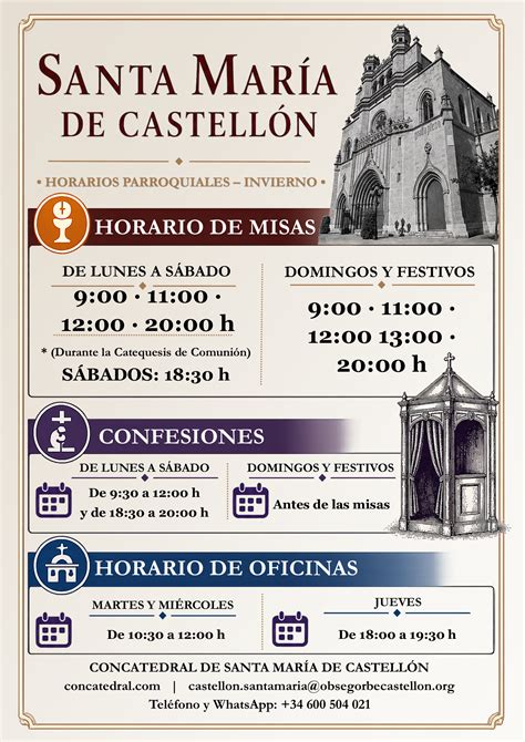Horario de misas Invierno