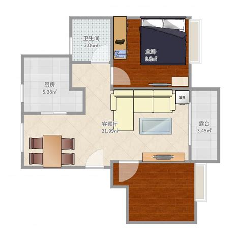 两室一厅户型图60平,60平米小两室图,小两居室户型图_大山谷图库