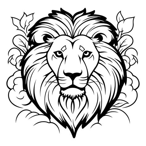Premium Vector | Lion head with floral ornament vector illustration in ...