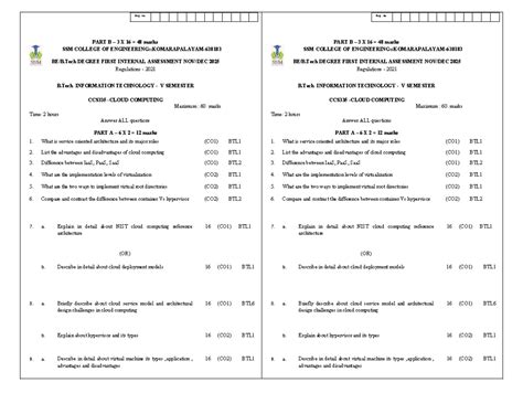 CCS335 B.Tech IT V Sem - 1st Internal Assessment Questions - Studocu