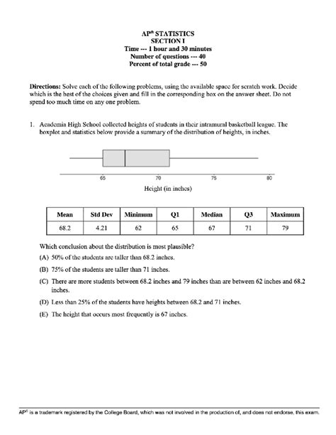 AP Stats Practice Exam 2018: Key Concepts and Problem Solutions - Studocu