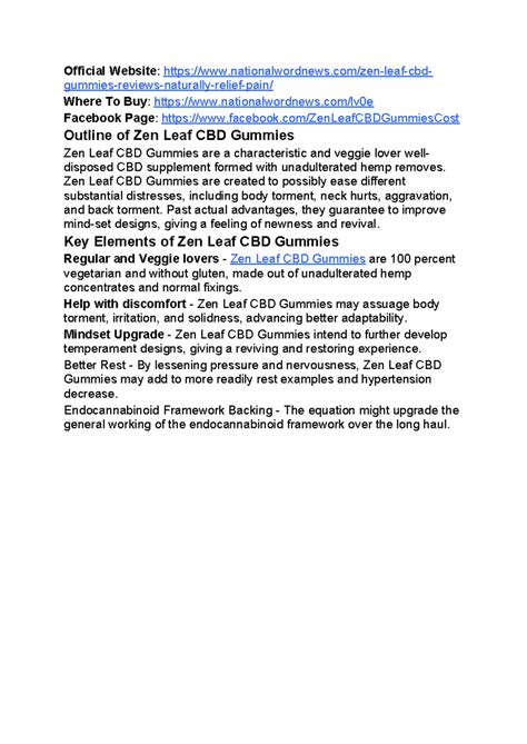 Zen Leaf CBD Gummies "The TOP Product* Remove Extreme Pain & Stress ...