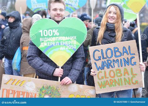 KIEV, UKRAINE - Nov 29, 2015: Ukrainians Take a Part in the Ukrainian Global Climate March ...