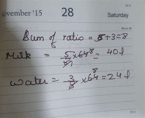 the ratio of milk and water is 64litres of a mixture is 5:3 . what ...