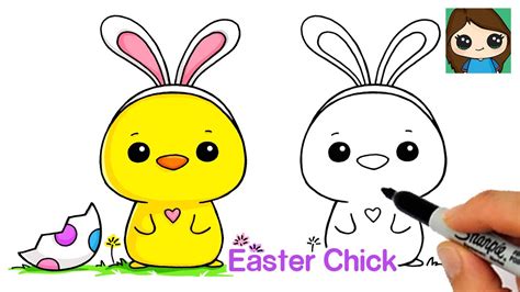 How to Draw an Easter Baby Chick 🐣🐰 - YouTube