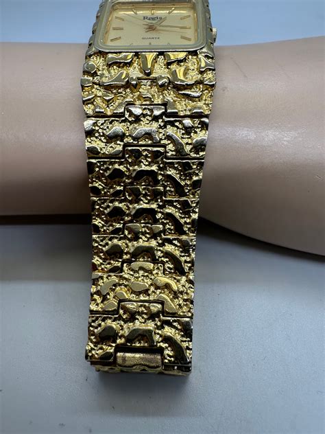 Vintage Regis Quartz Gold Toned Nugget Watch - Etsy